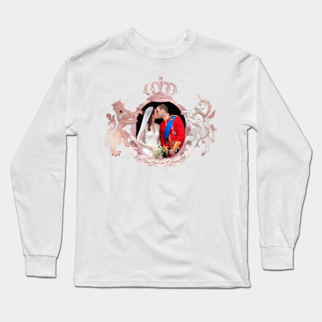 Royal Wedding Kiss, Will+Kate 2011 Rose Gold Long Sleeve T-Shirt by PixDezines